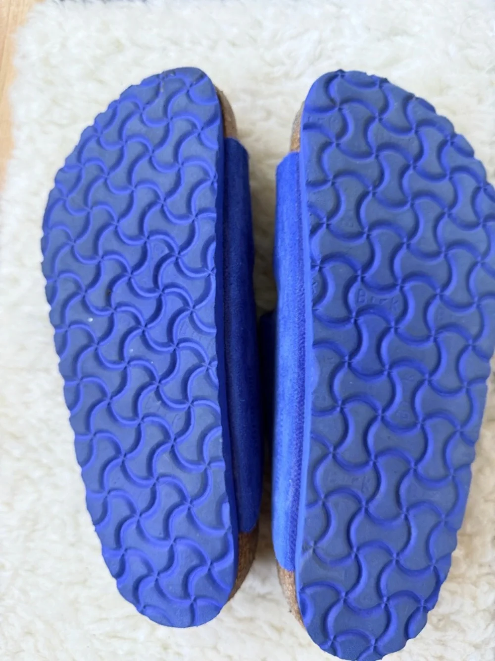 Birkenstock Cobalt Blue Suede Double-Buckle Sandals like new Sz 38 - Picture 7 of 7
